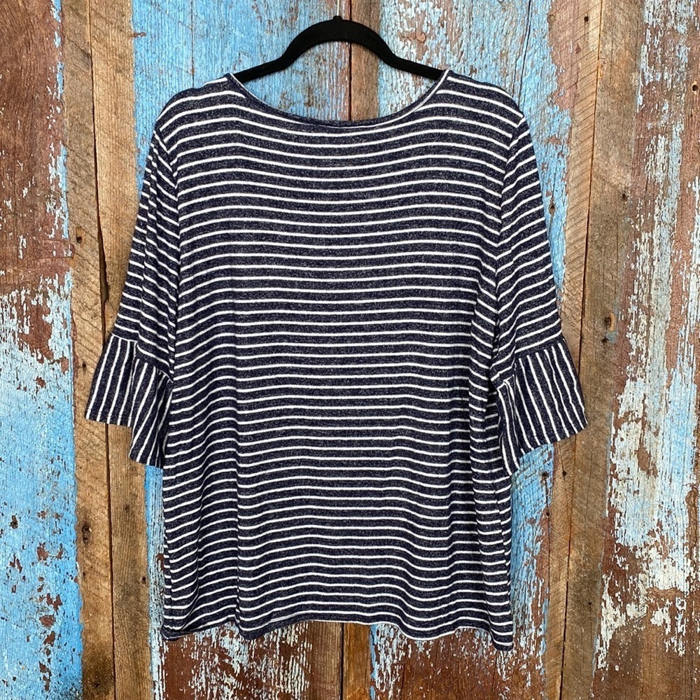 Botanique Blue Striped 3/4 Sleeve Shirt - Picture 5 of 5